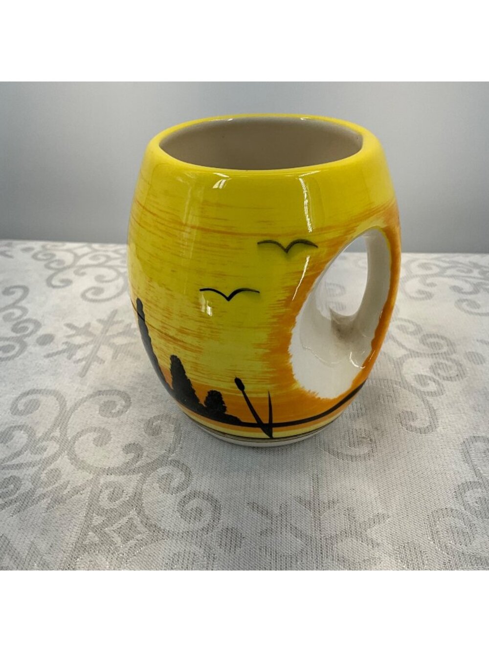 Smith Southwestern Yellow Ceramic Mug With Sunset & Nature Scene Cutout Handle